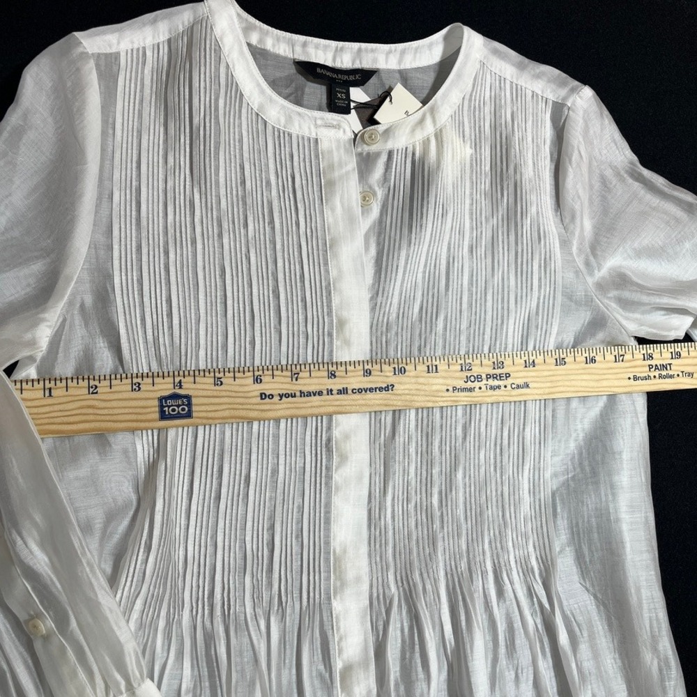 Banana Republic NWT Sheer Organza Pintuck Midi Dress XS Petite White Romantic - Picture 4 of 7